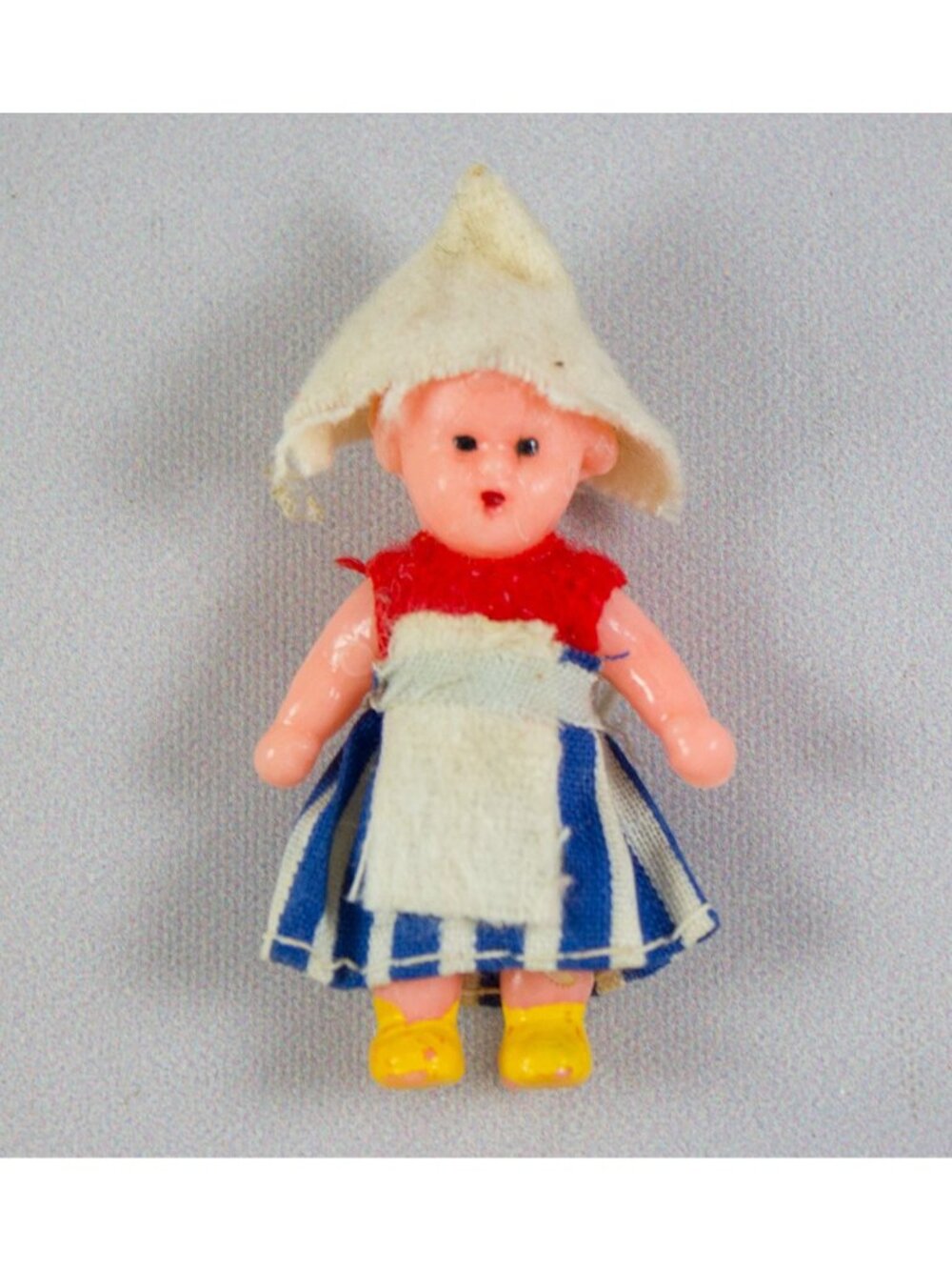 Vintage Dollhouse Miniature Dutch Girl Doll Striped Outfit  1:24 Scale